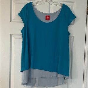 Hazel Teal and Light Gray Layered Blouse